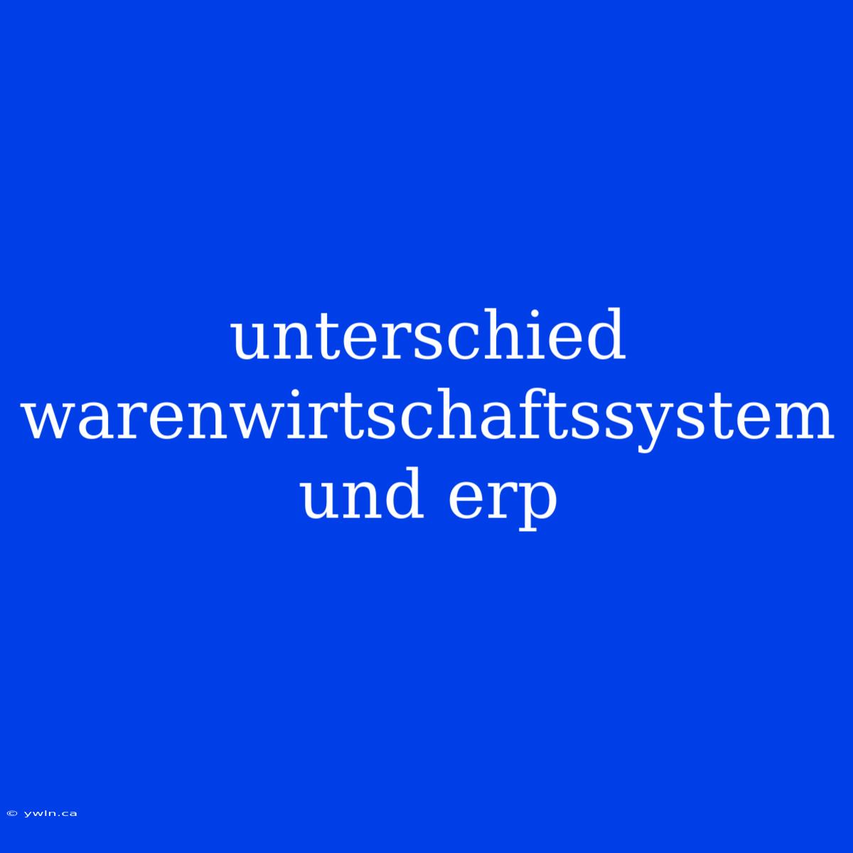 Unterschied Warenwirtschaftssystem Und Erp