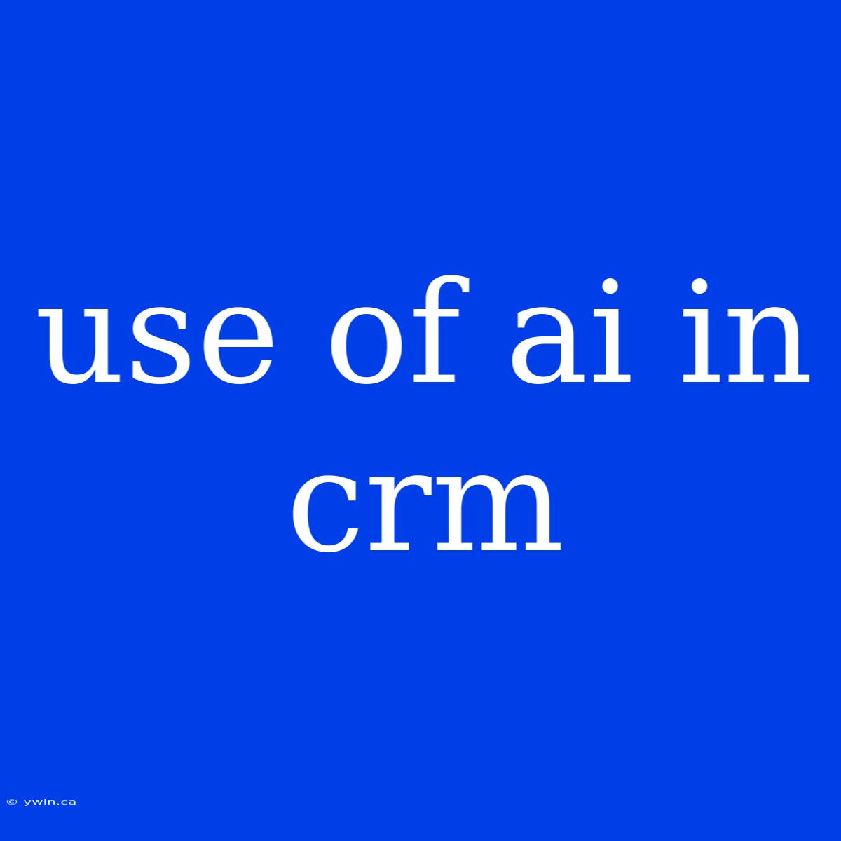 Use Of Ai In Crm