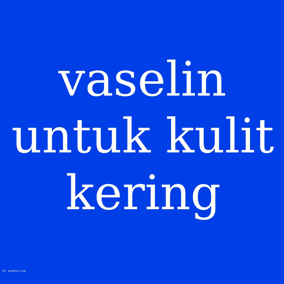 Vaselin Untuk Kulit Kering