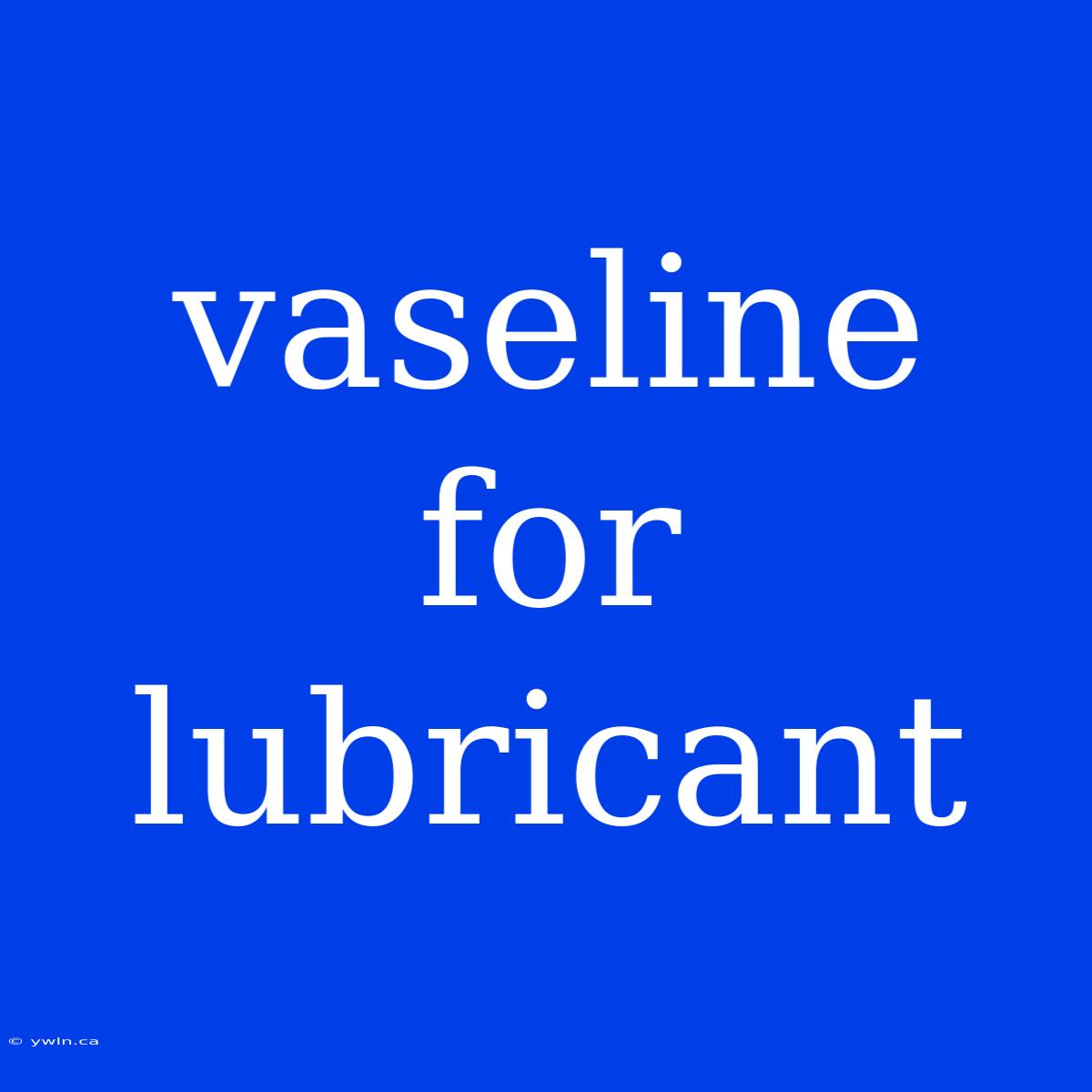 Vaseline For Lubricant