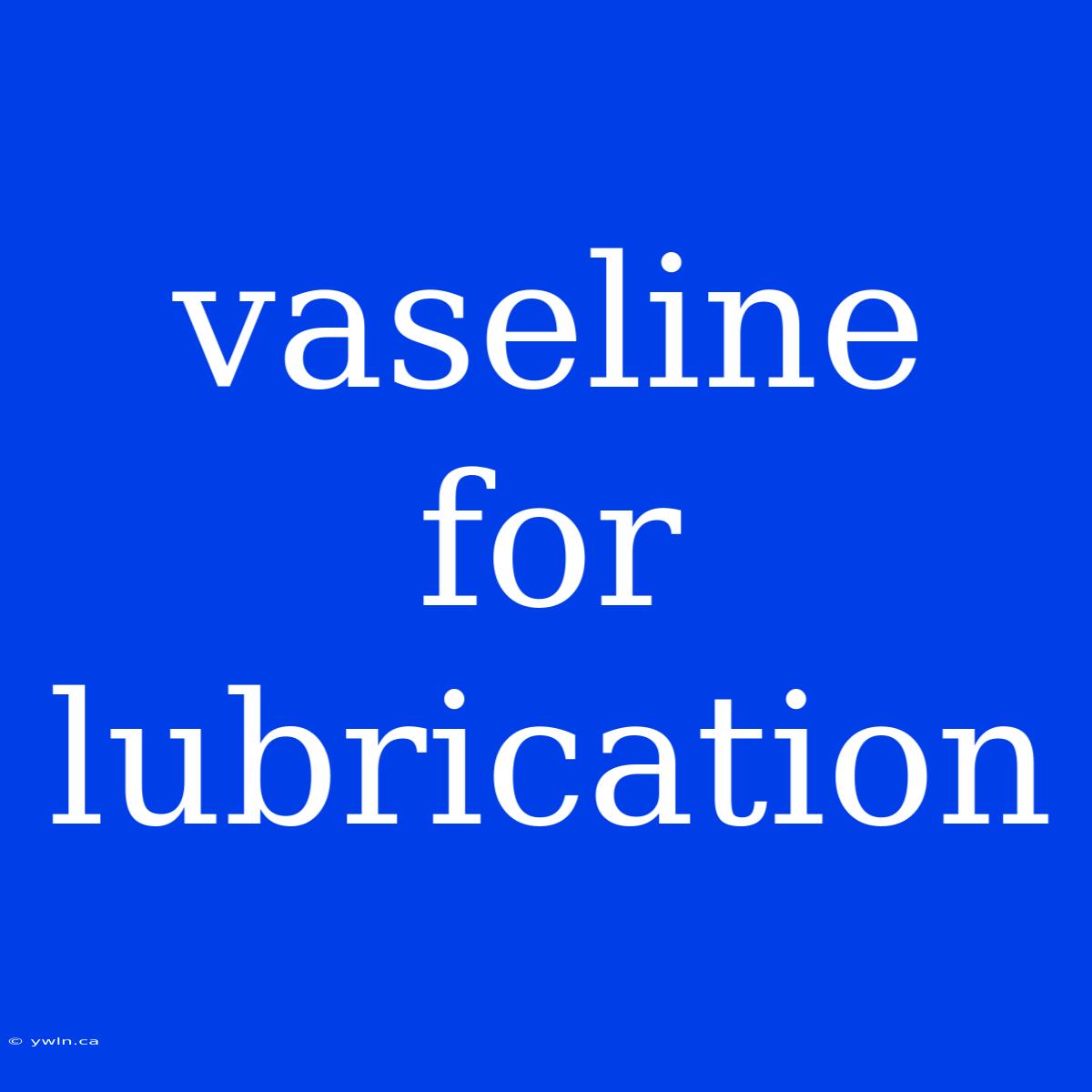 Vaseline For Lubrication