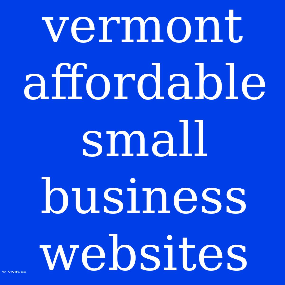 Vermont Affordable Small Business Websites