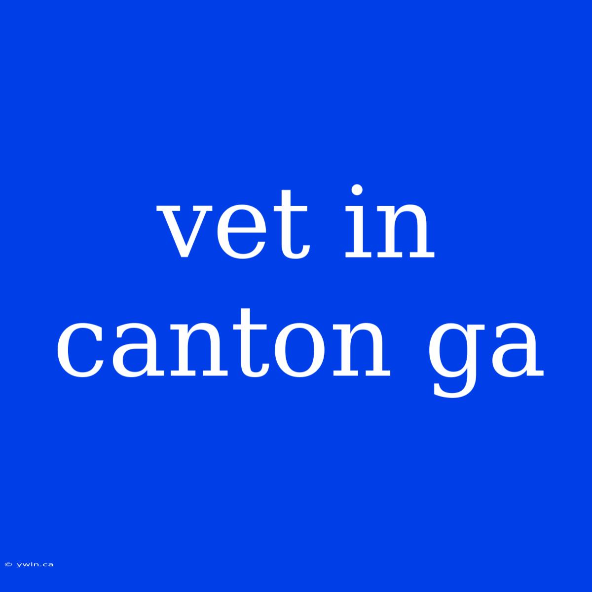 Vet In Canton Ga