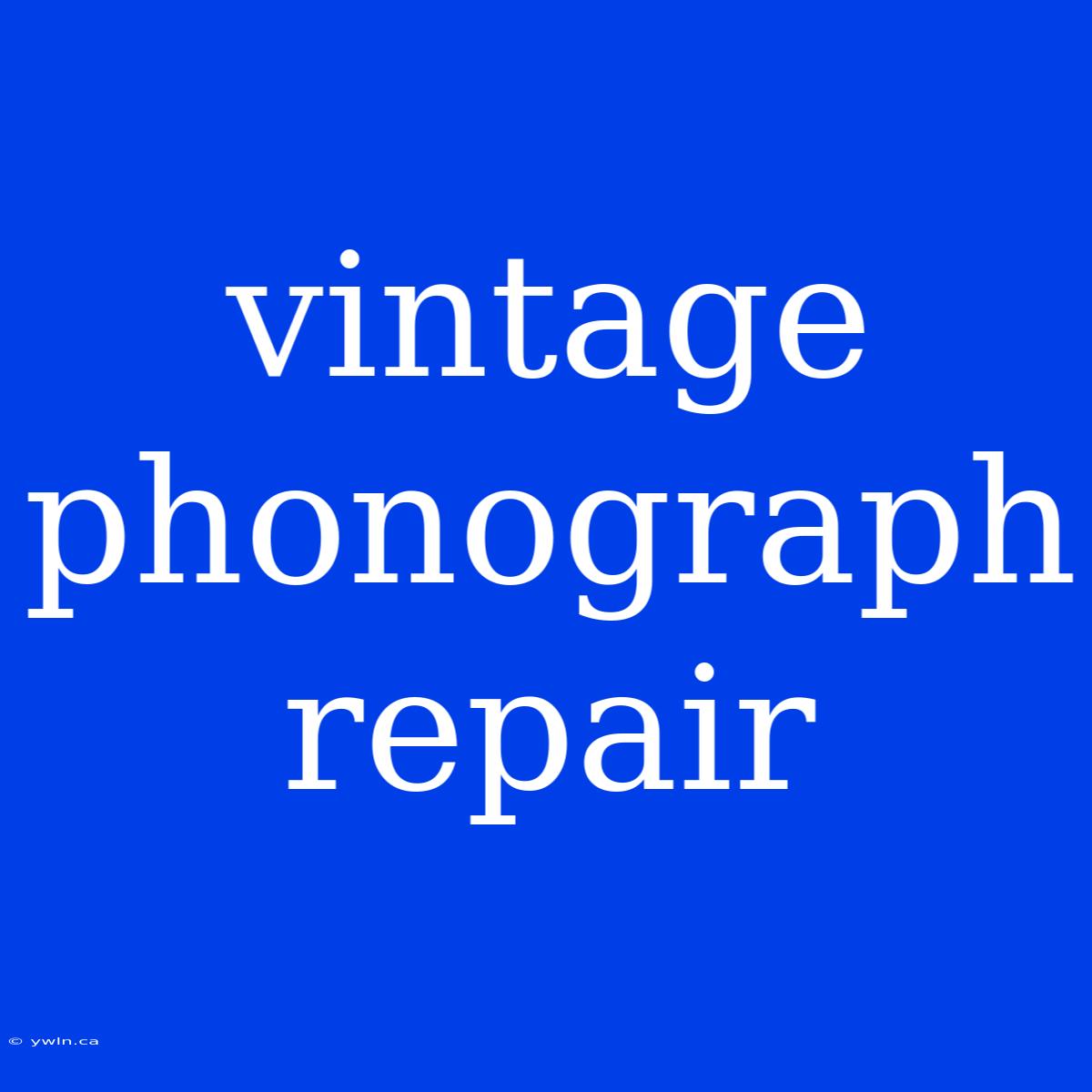 Vintage Phonograph Repair