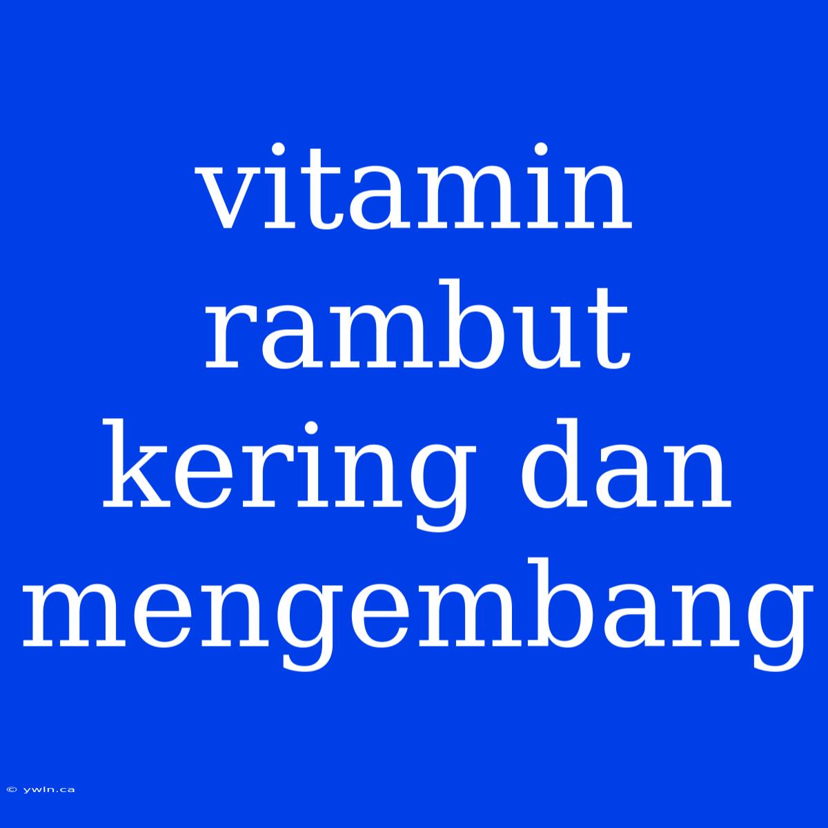 Vitamin Rambut Kering Dan Mengembang