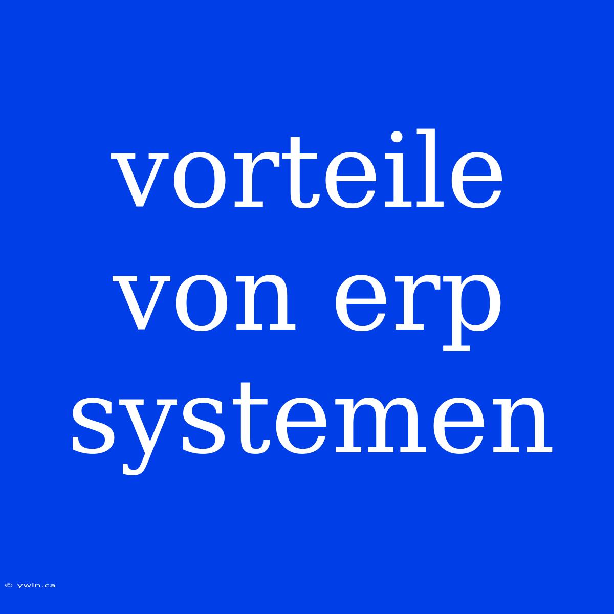 Vorteile Von Erp Systemen