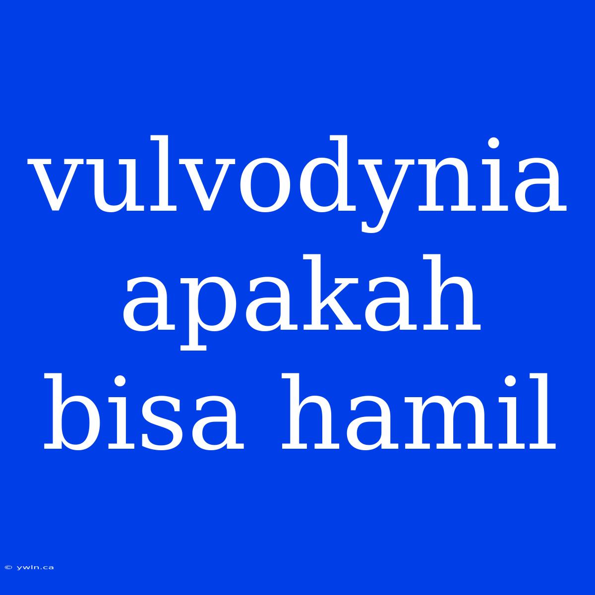 Vulvodynia Apakah Bisa Hamil