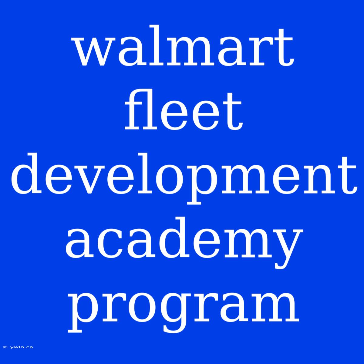 Walmart Fleet Development Academy Program