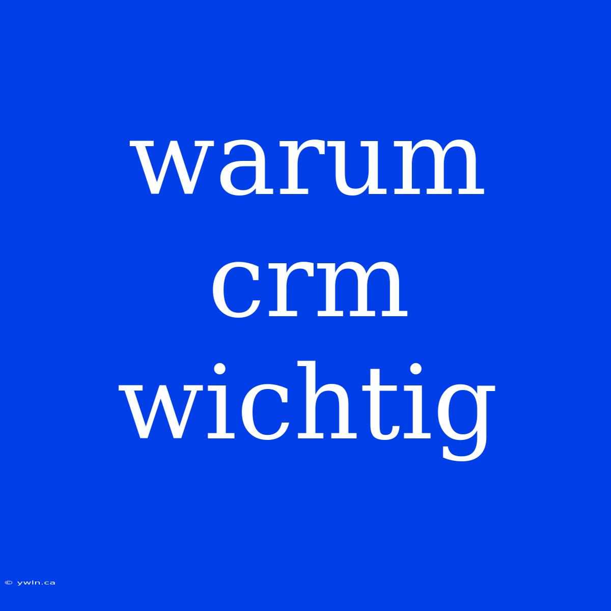 Warum Crm Wichtig