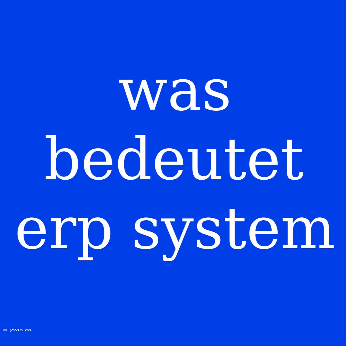 Was Bedeutet Erp System