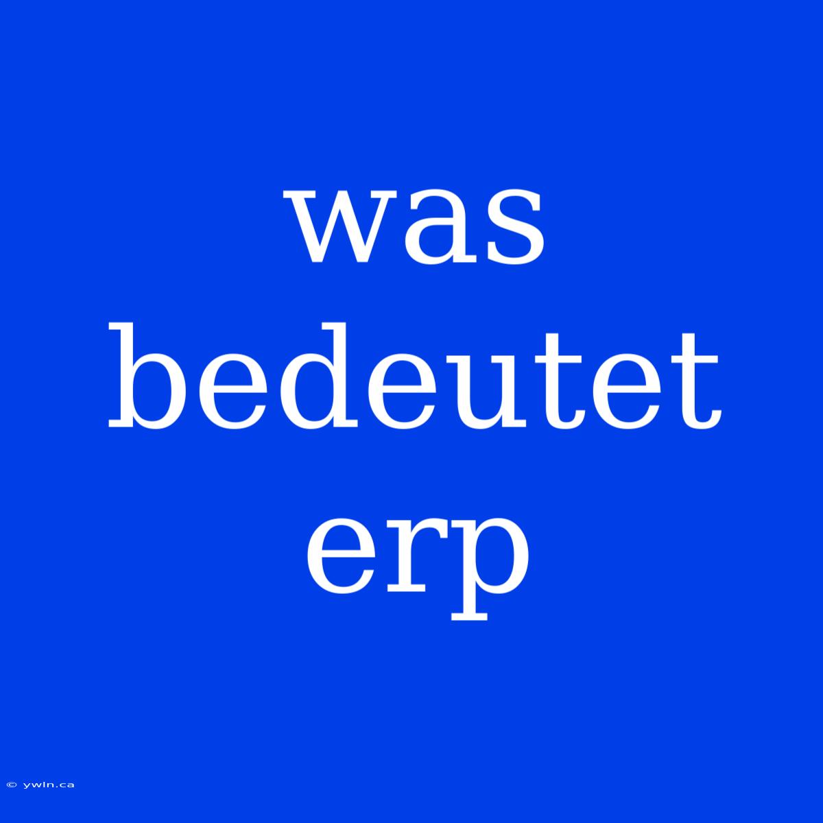 Was Bedeutet Erp