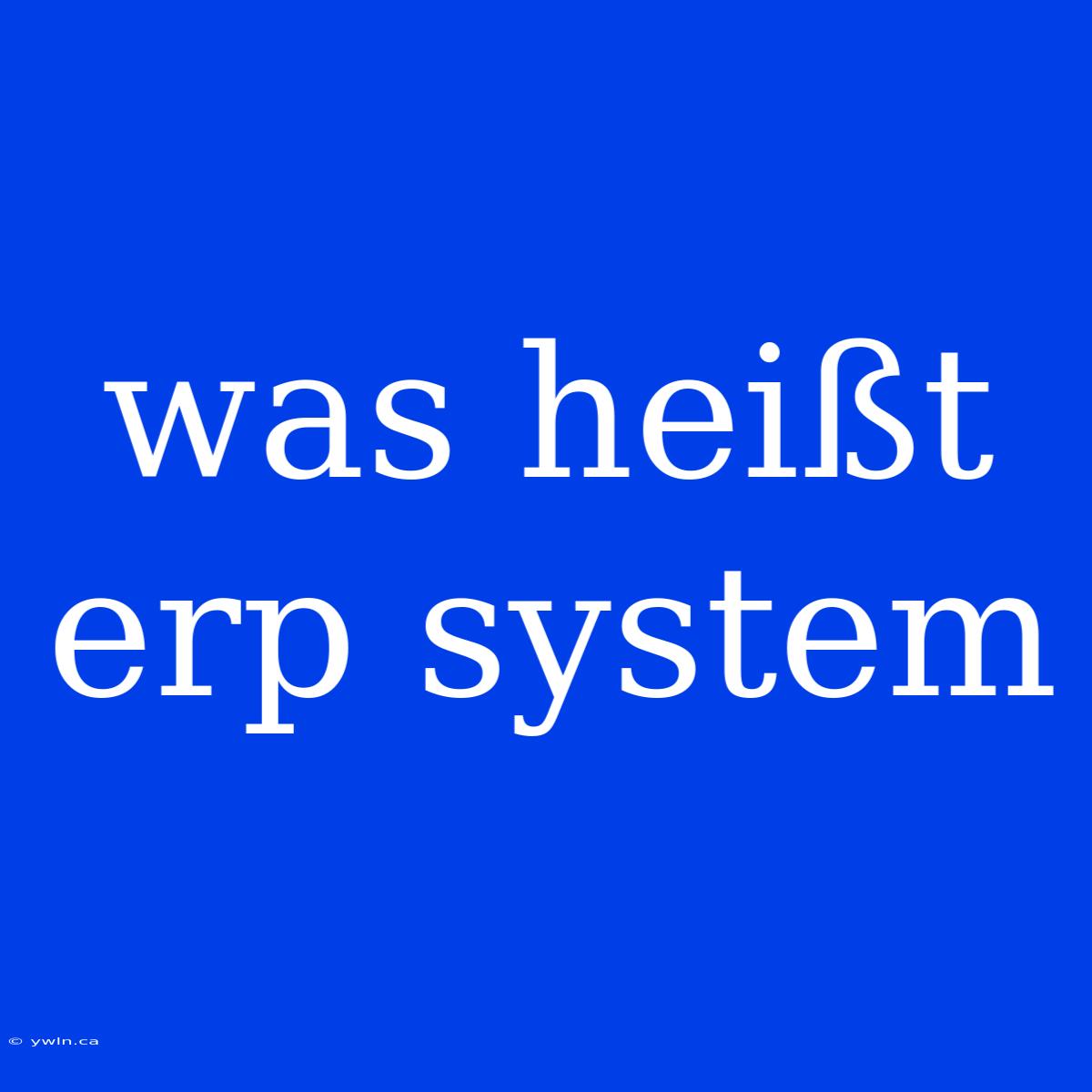 Was Heißt Erp System