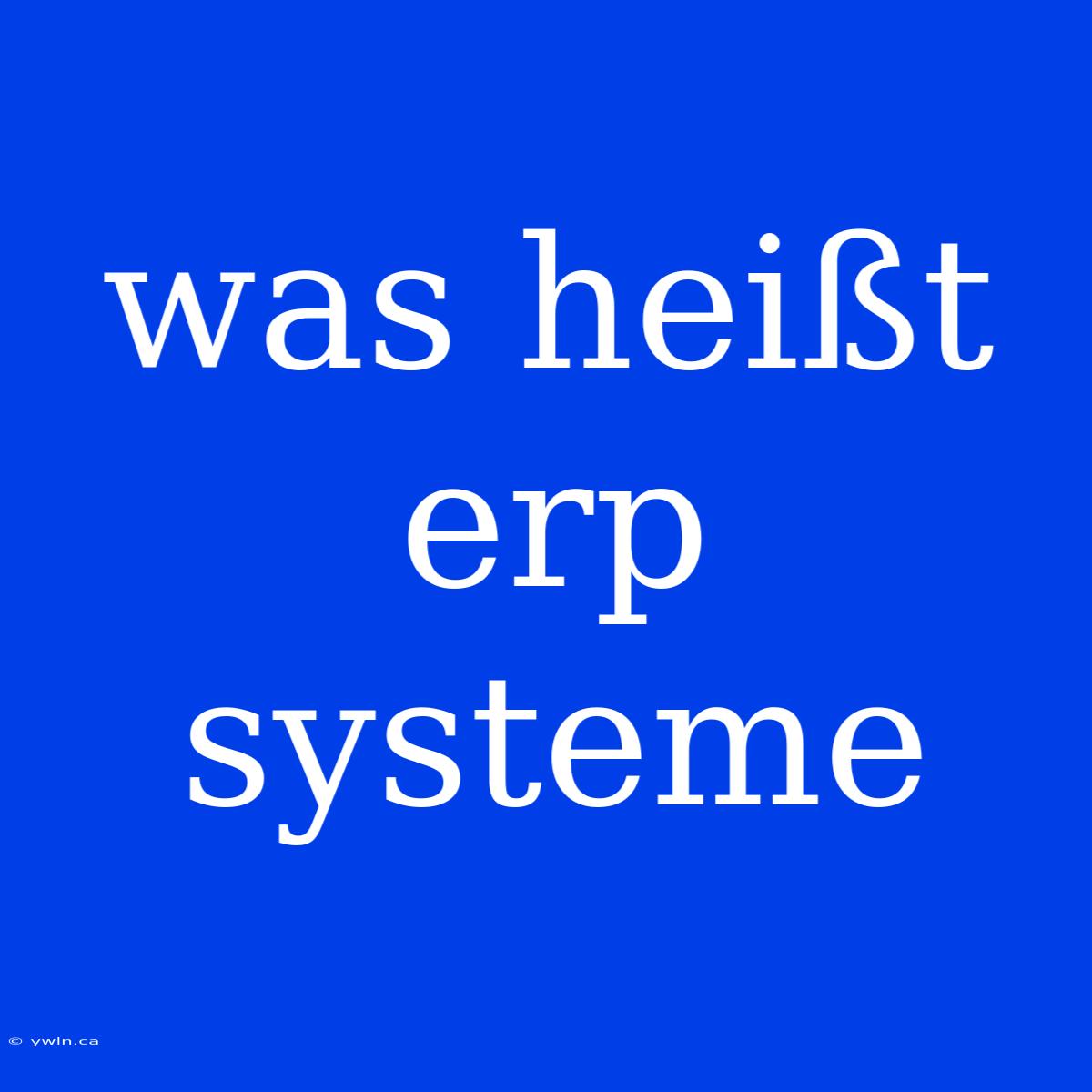 Was Heißt Erp Systeme