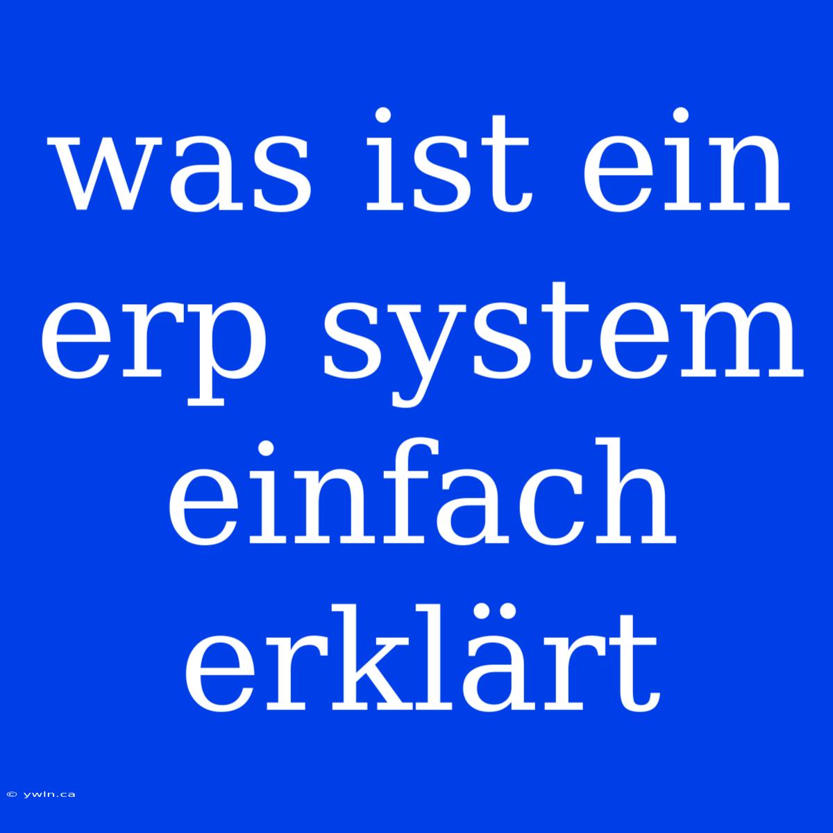 Was Ist Ein Erp System Einfach Erklärt