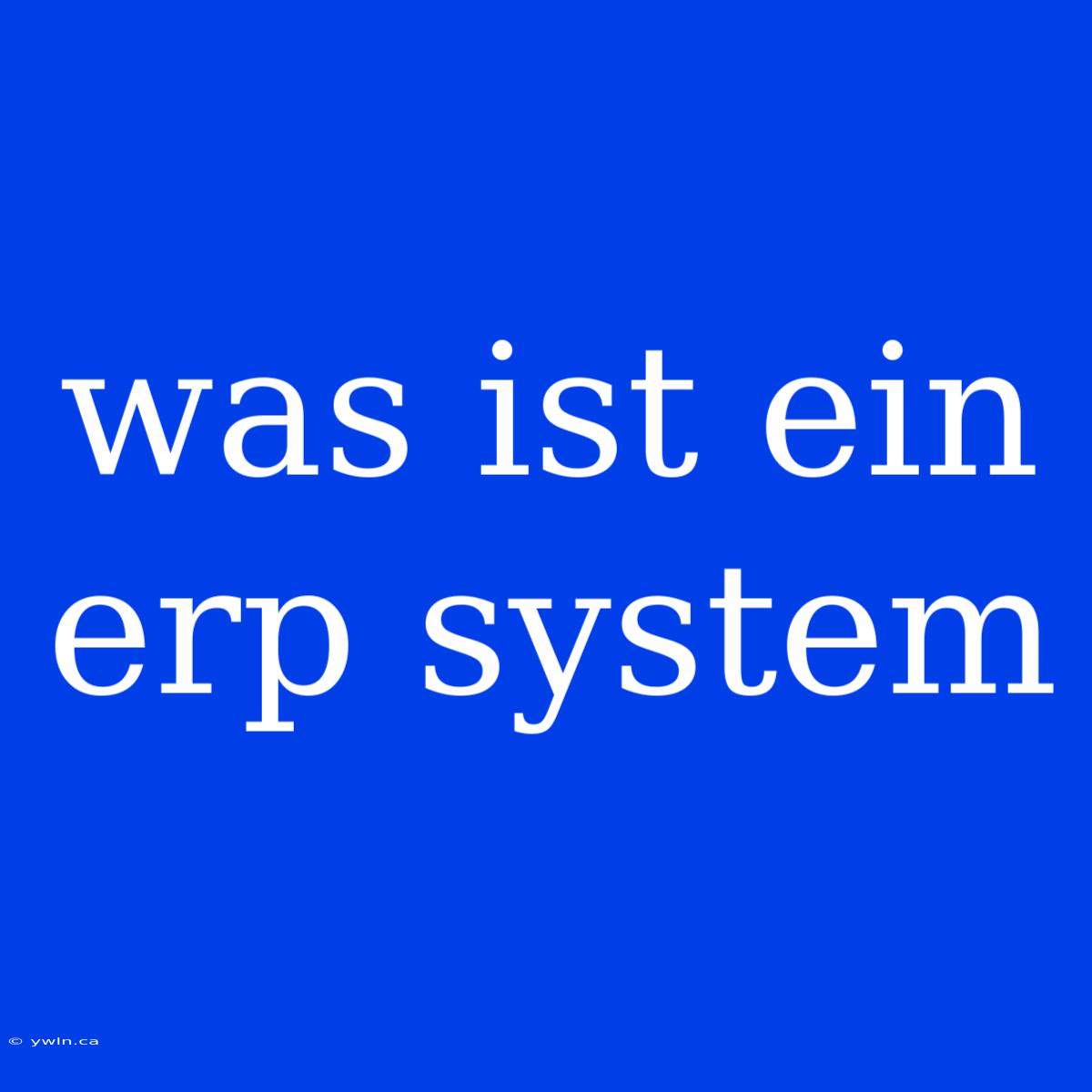 Was Ist Ein Erp System