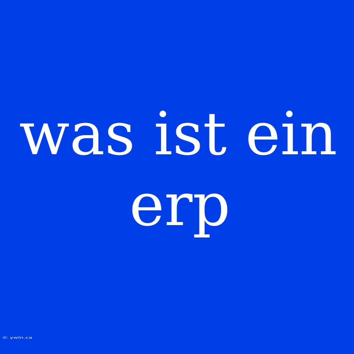 Was Ist Ein Erp