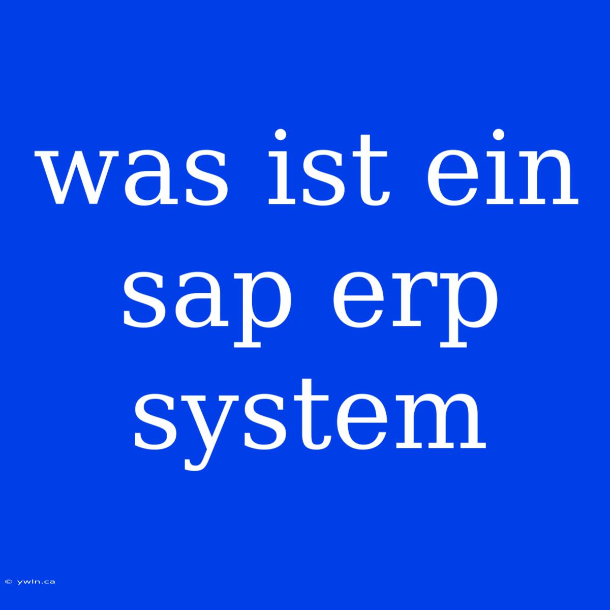 Was Ist Ein Sap Erp System