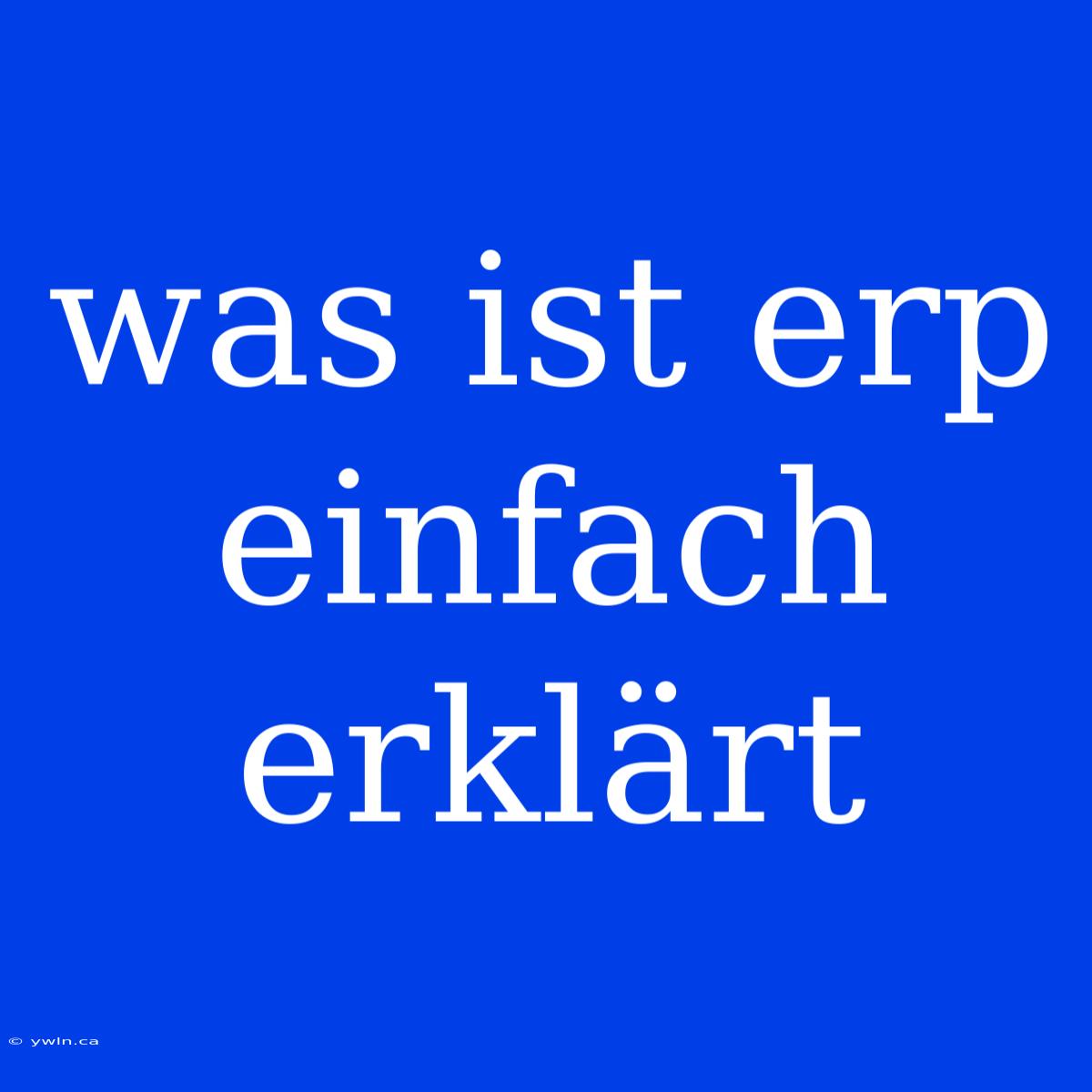 Was Ist Erp Einfach Erklärt