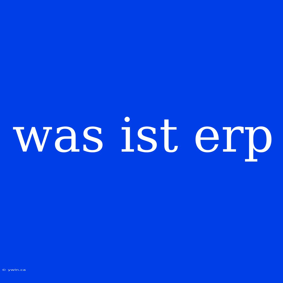 Was Ist Erp