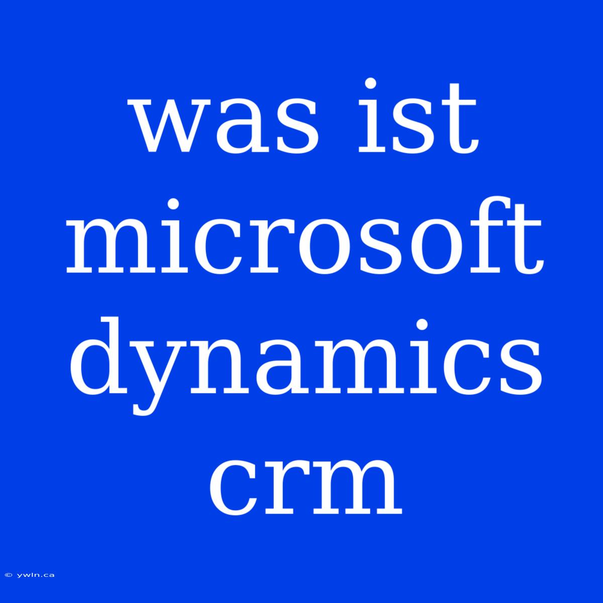 Was Ist Microsoft Dynamics Crm