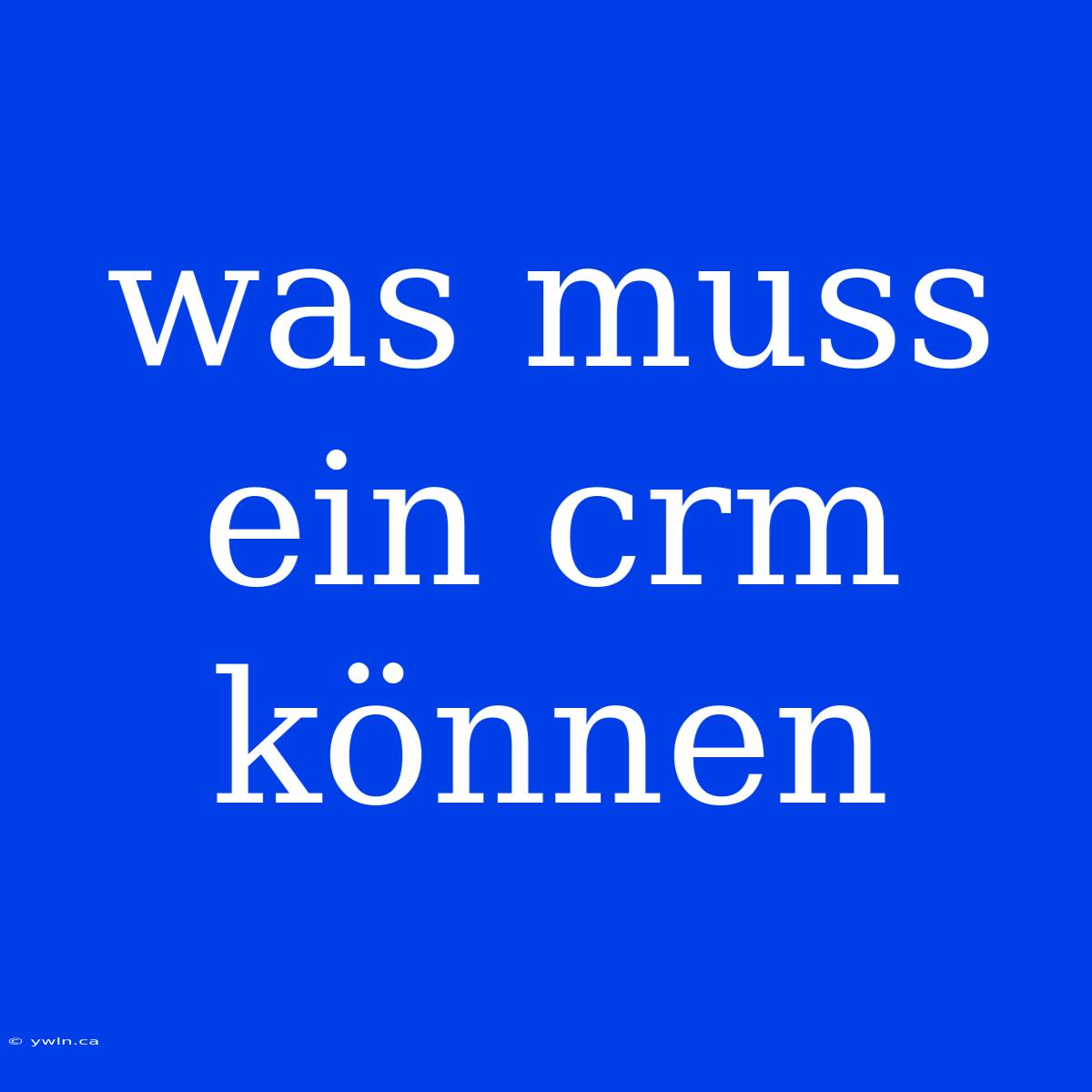 Was Muss Ein Crm Können