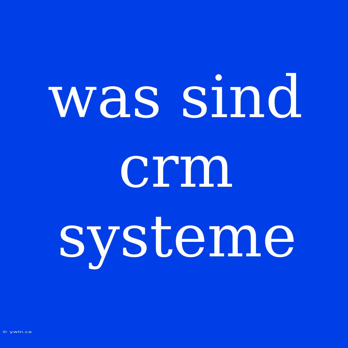 Was Sind Crm Systeme