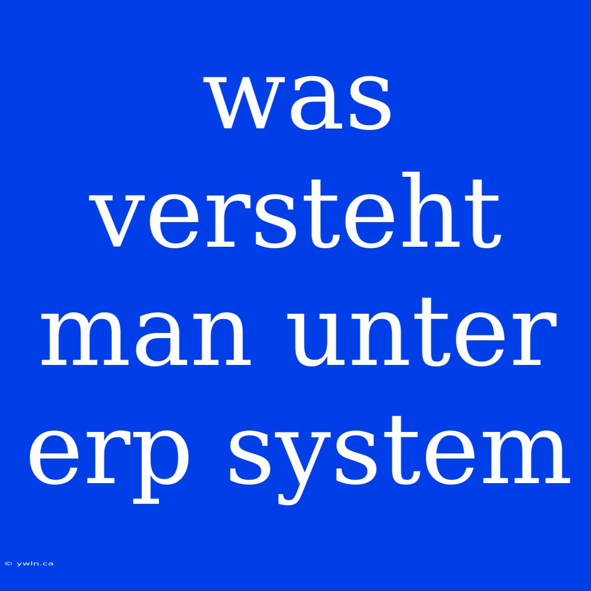 Was Versteht Man Unter Erp System