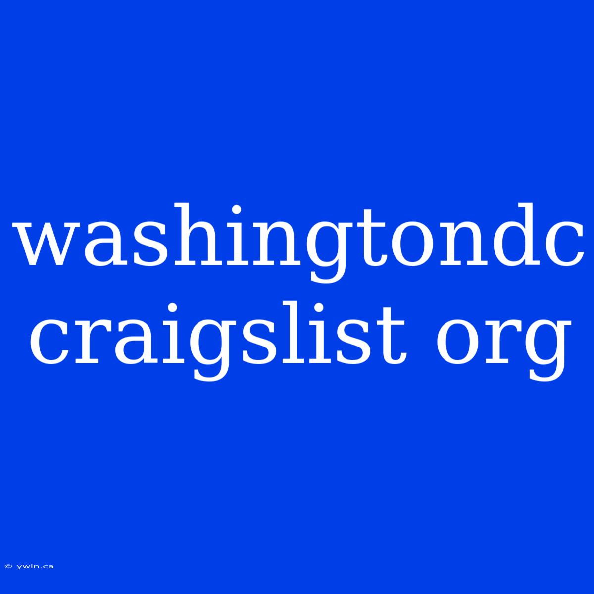 Washingtondc Craigslist Org