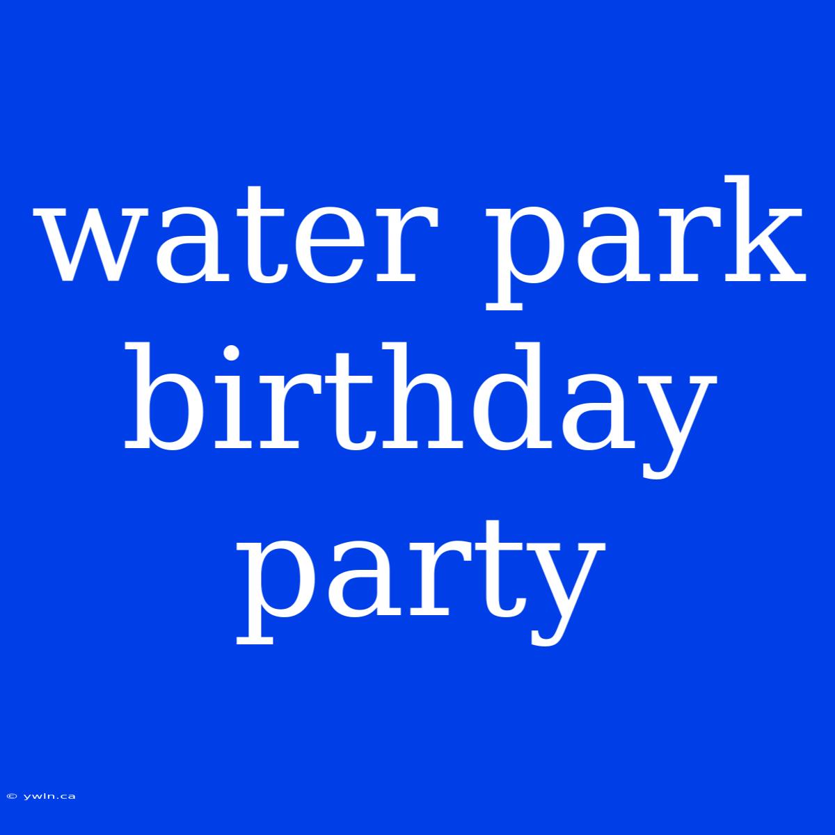 Water Park Birthday Party