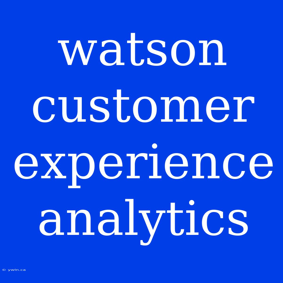 Watson Customer Experience Analytics