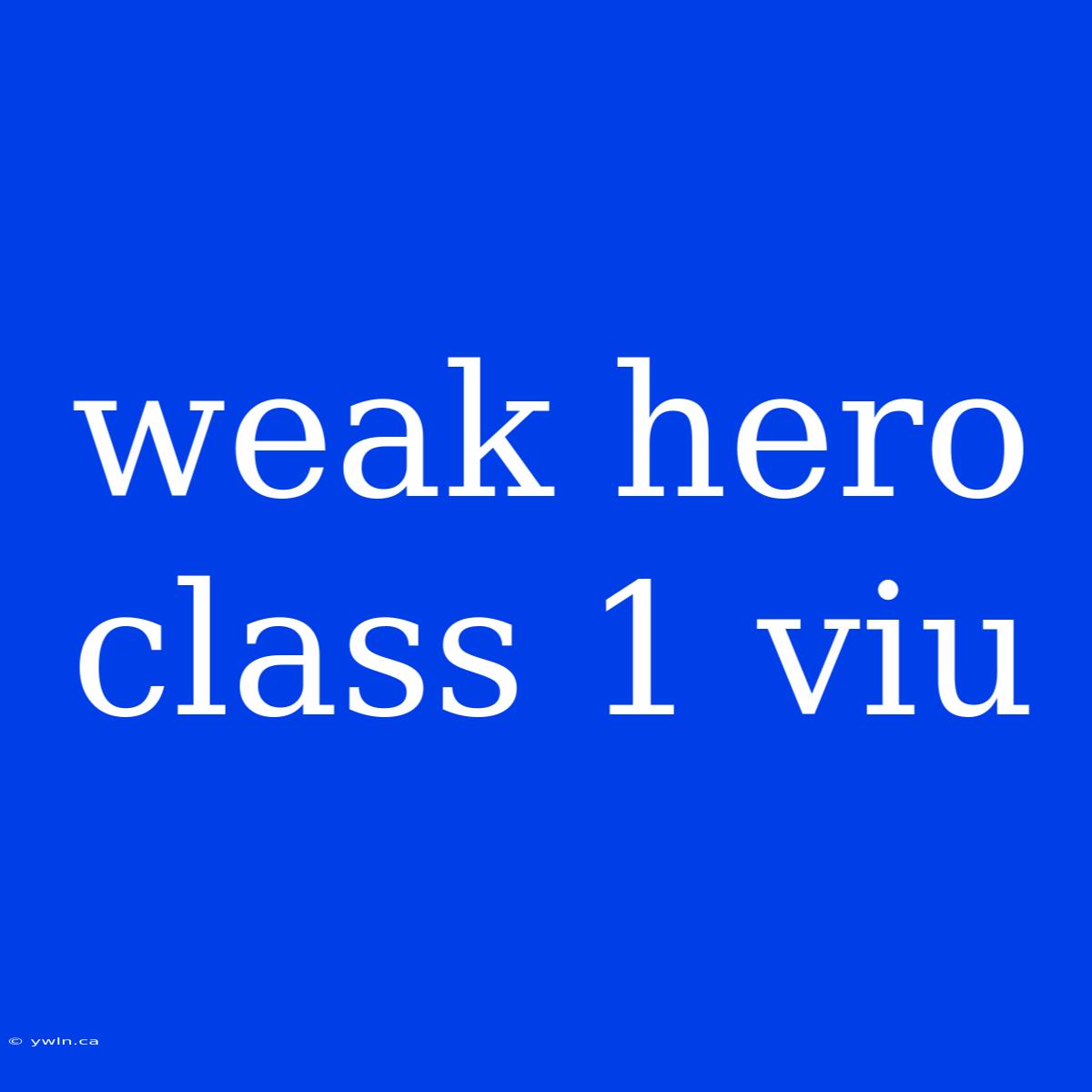 Weak Hero Class 1 Viu