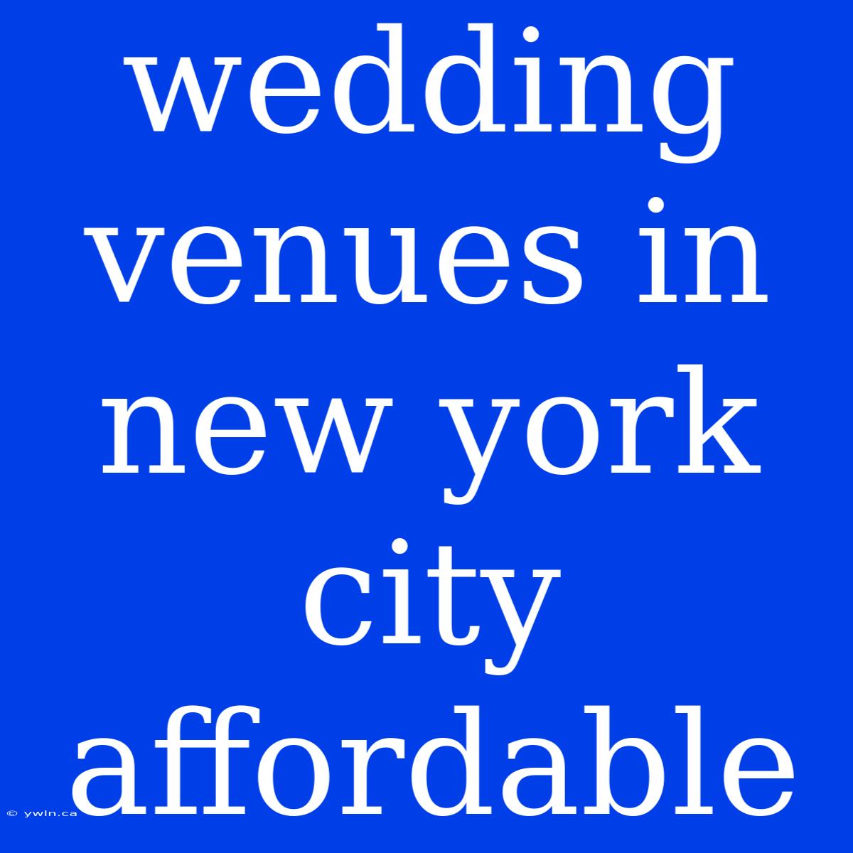 Wedding Venues In New York City Affordable