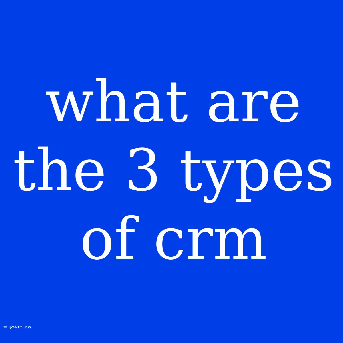 What Are The 3 Types Of Crm