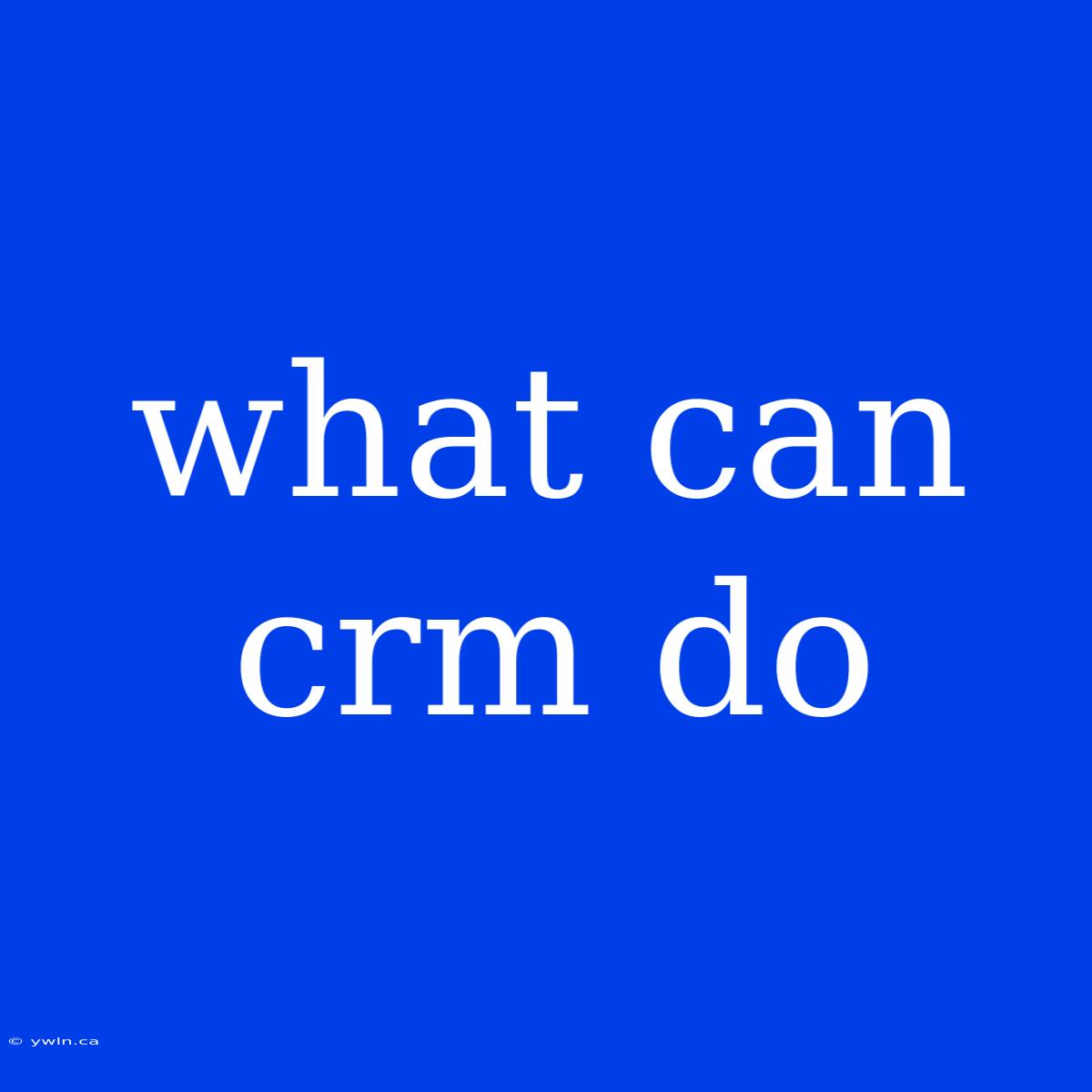 What Can Crm Do