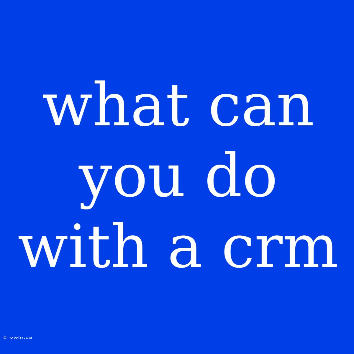 What Can You Do With A Crm