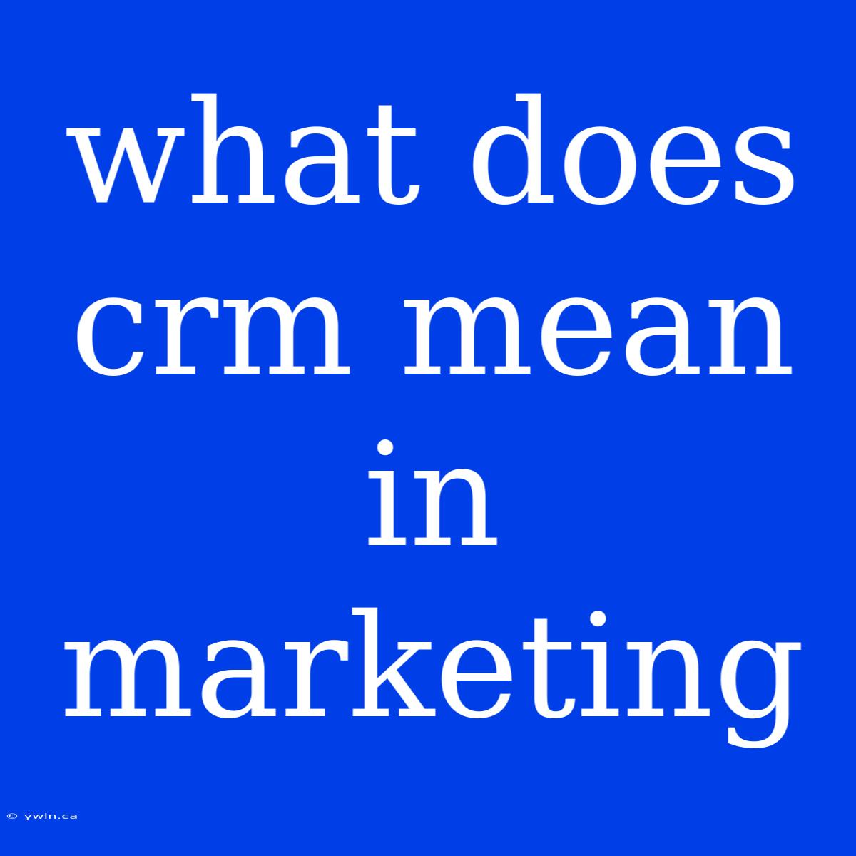 What Does Crm Mean In Marketing