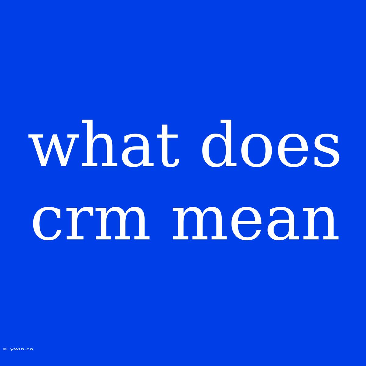 What Does Crm Mean