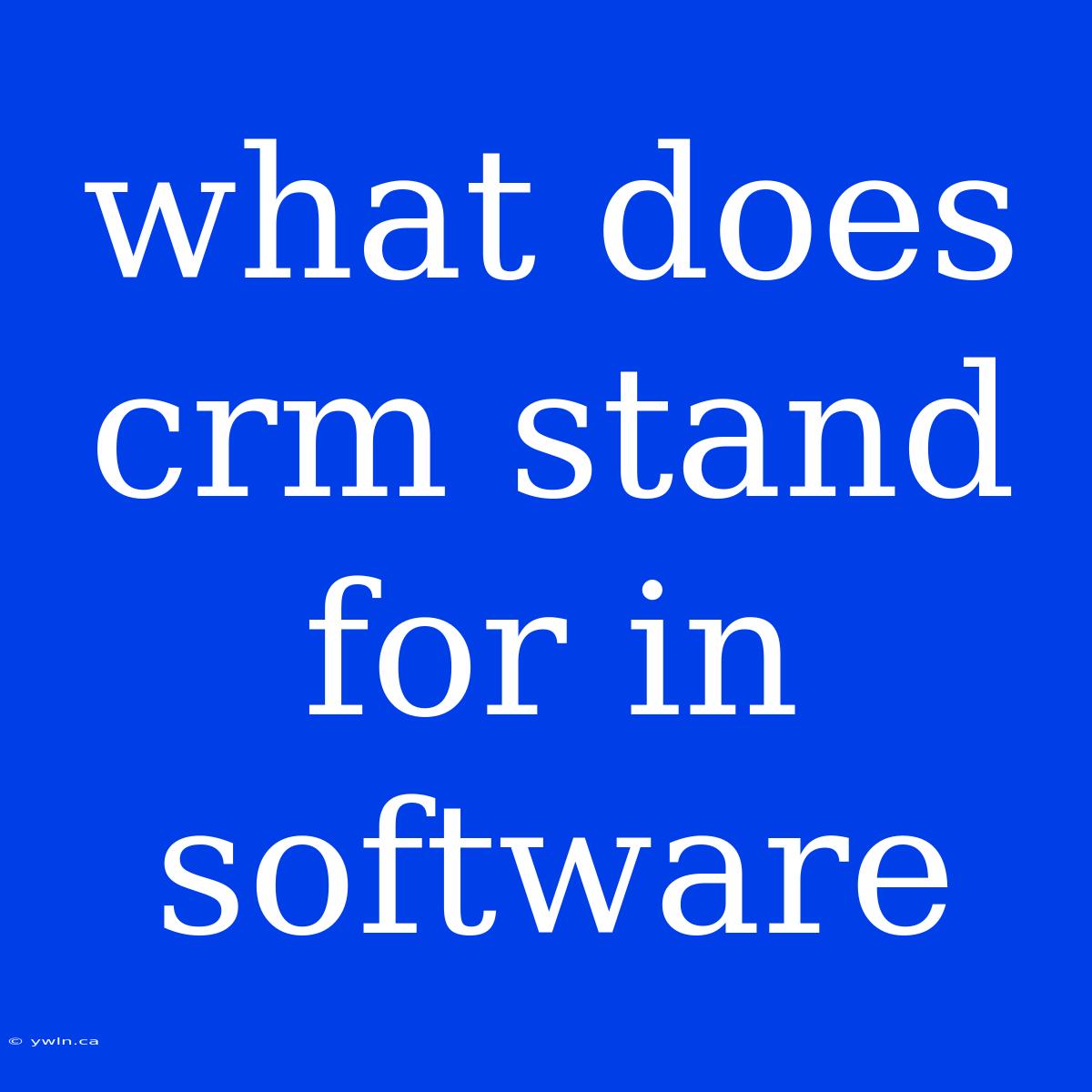 What Does Crm Stand For In Software