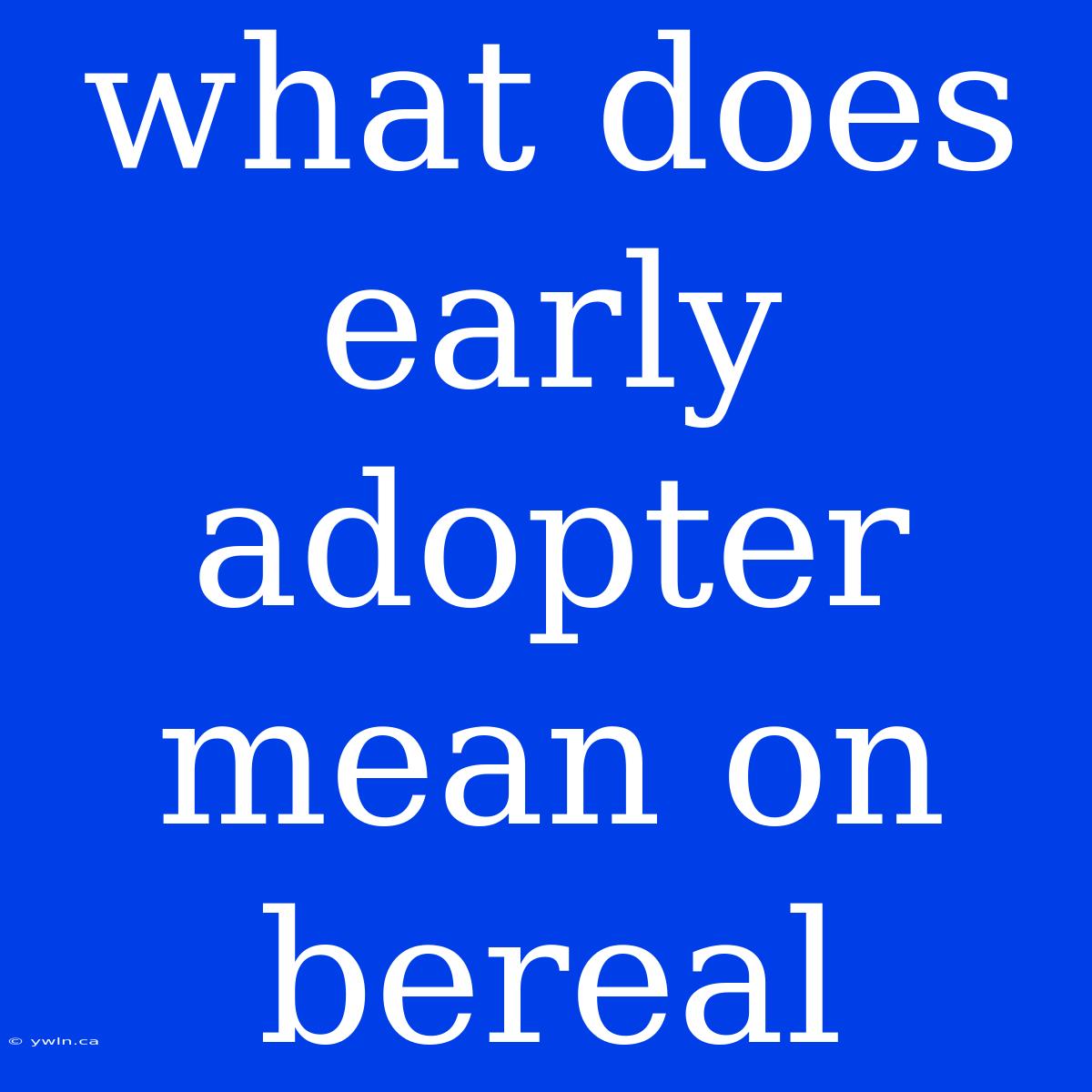 What Does Early Adopter Mean On Bereal