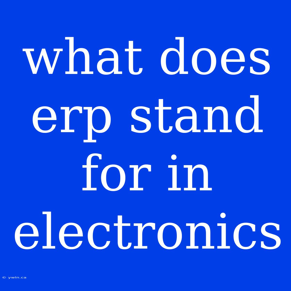 What Does Erp Stand For In Electronics