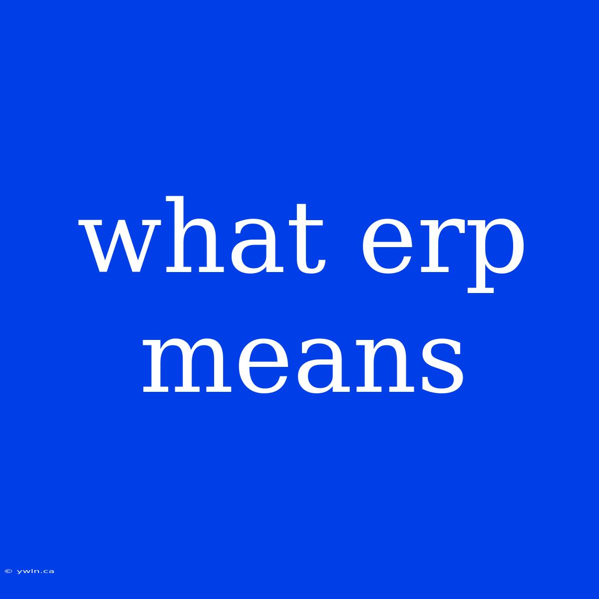 What Erp Means