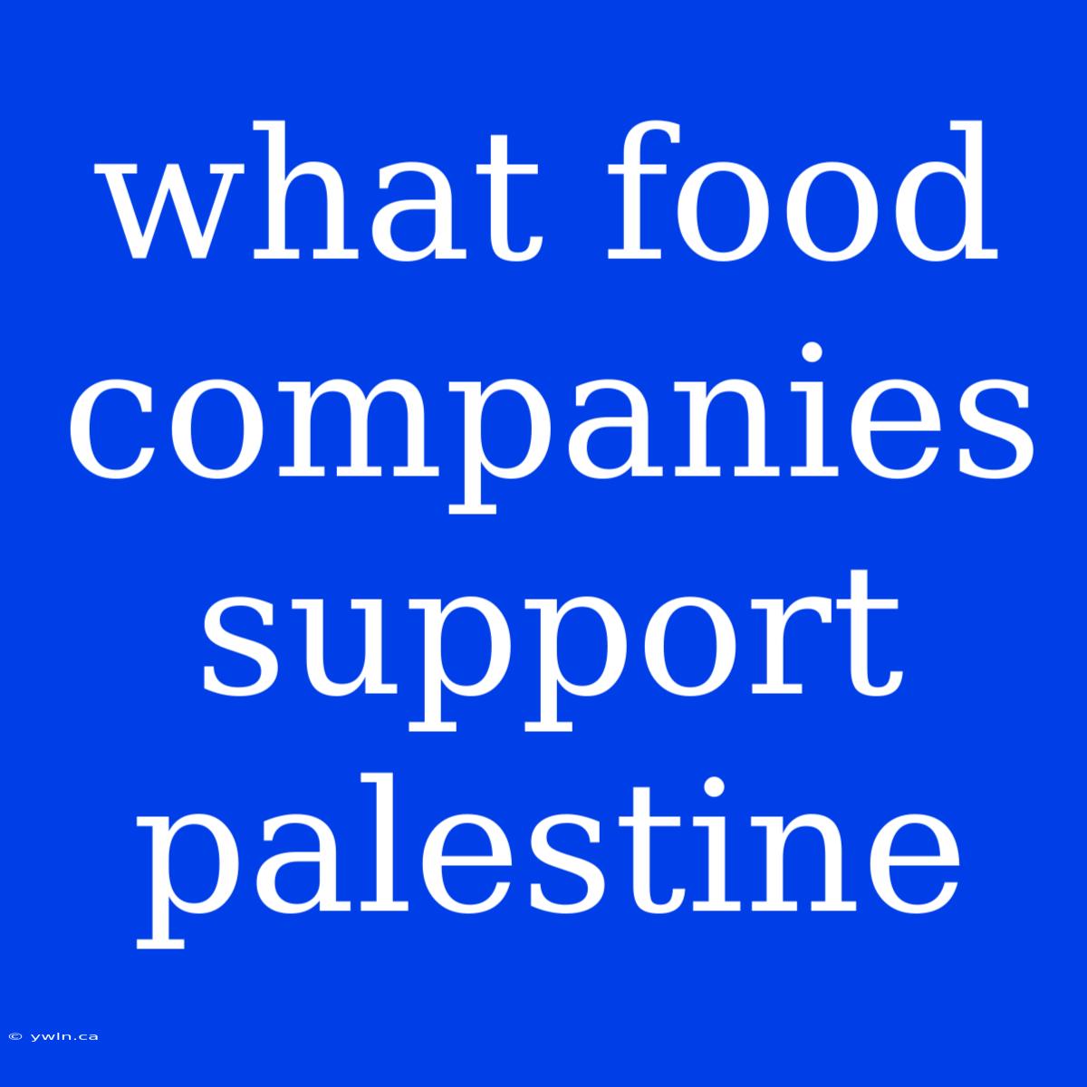 What Food Companies Support Palestine