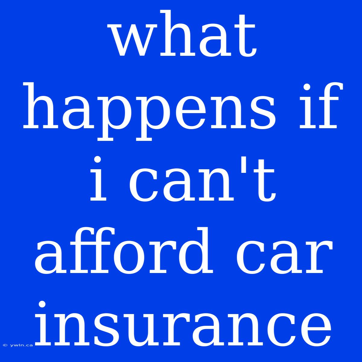 What Happens If I Can't Afford Car Insurance