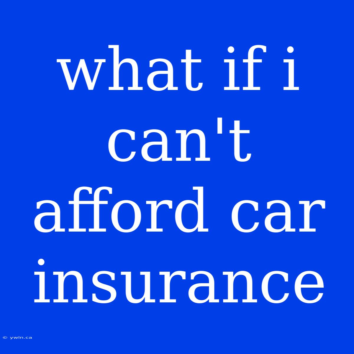 What If I Can't Afford Car Insurance