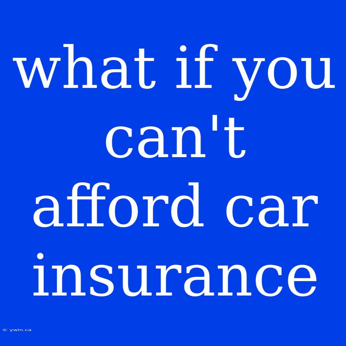 What If You Can't Afford Car Insurance