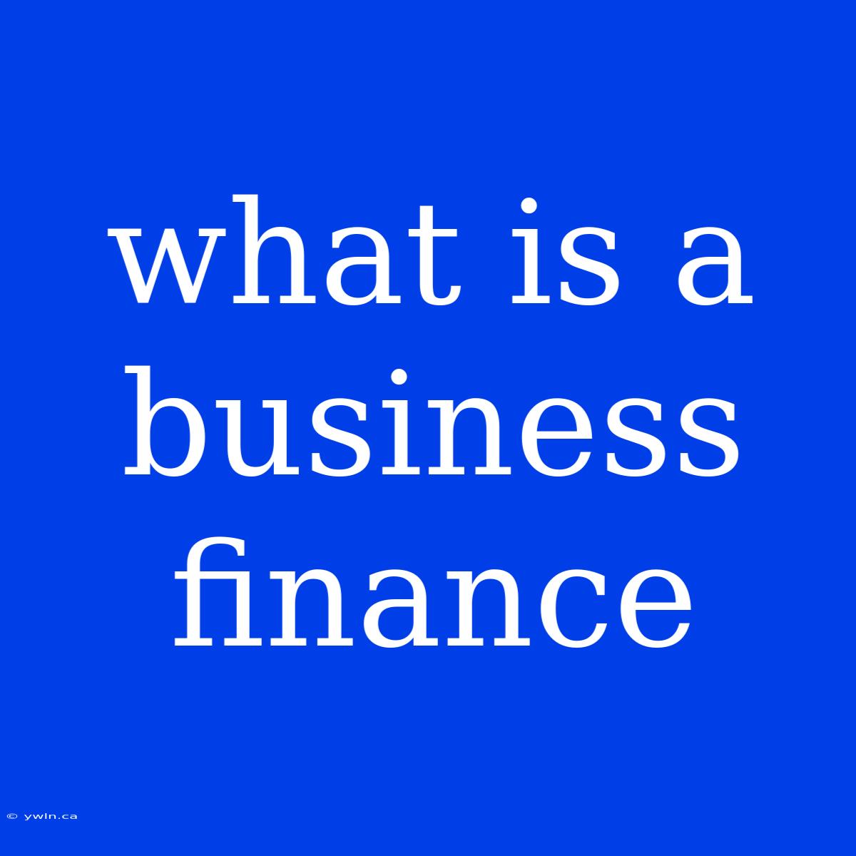 What Is A Business Finance