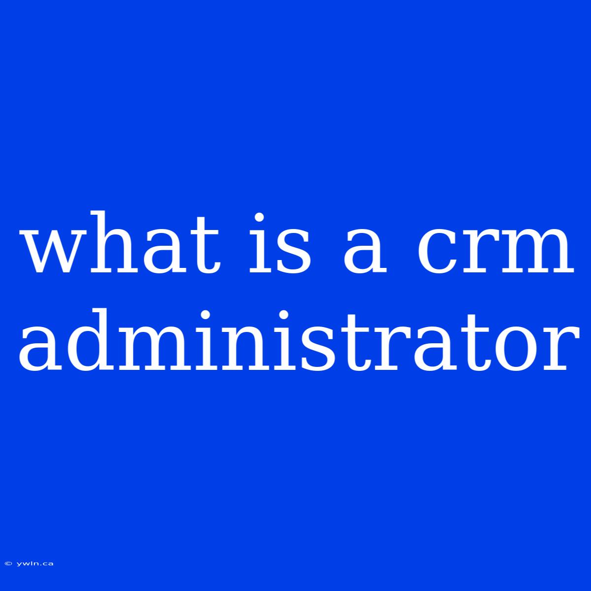 What Is A Crm Administrator