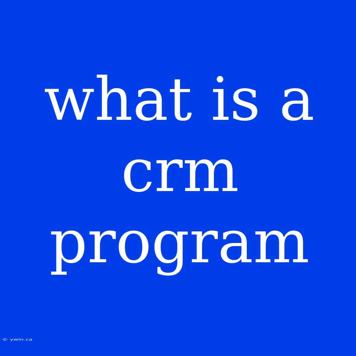 What Is A Crm Program