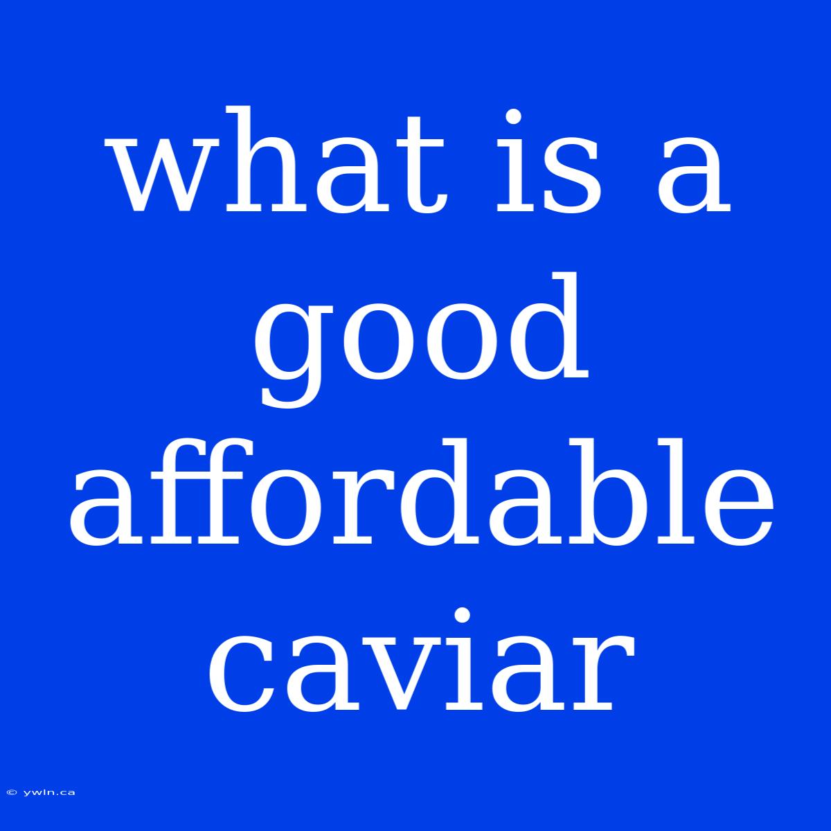 What Is A Good Affordable Caviar