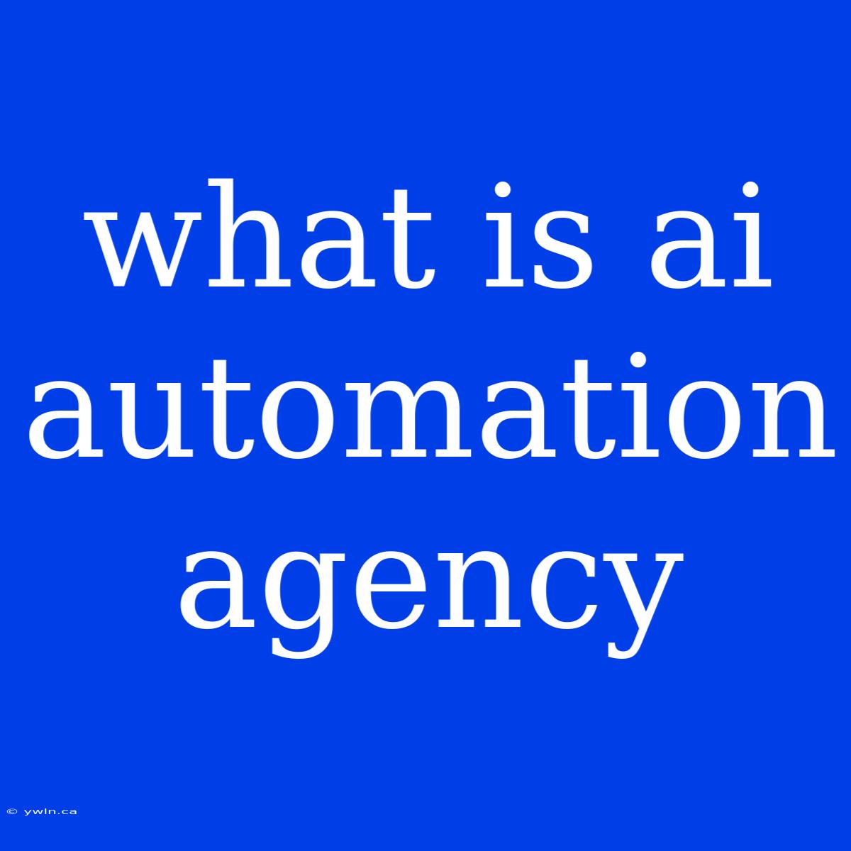 What Is Ai Automation Agency